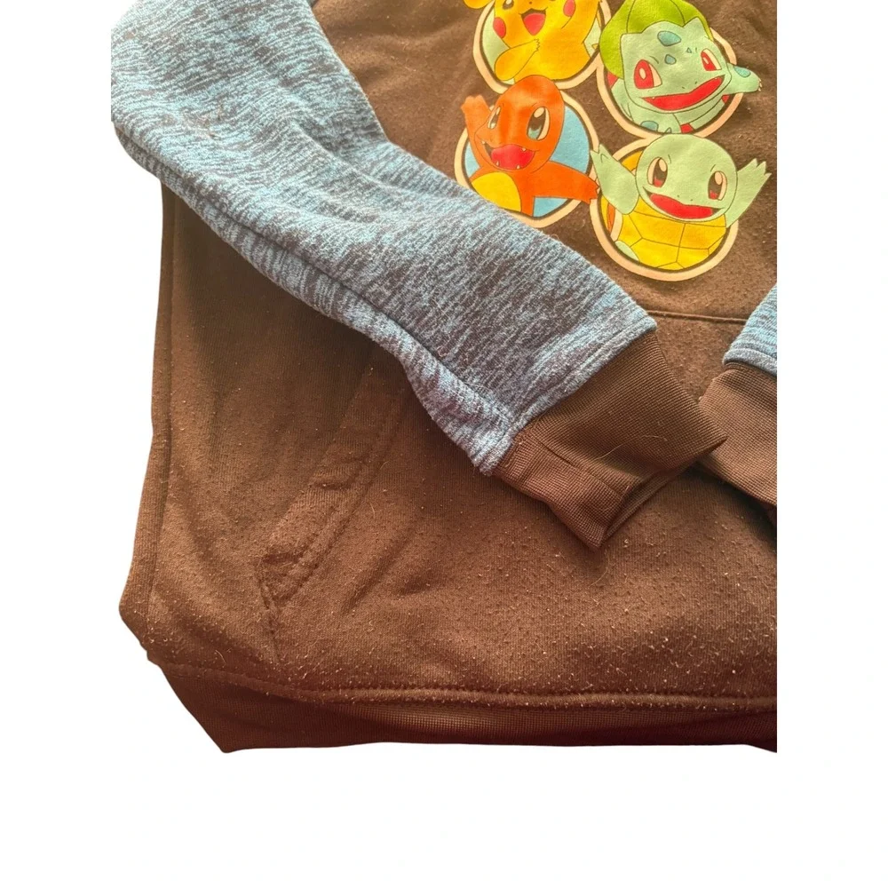 Pokemon Hoodie Youth Size 5/6 Blue Black Pullover Pikachu Charmander Bulbasaur